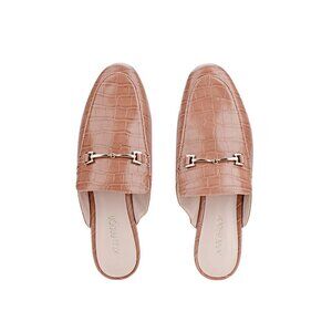 JENN ARDOR Croc Embossed Faux Leather Flat Mules Office Work Preppy